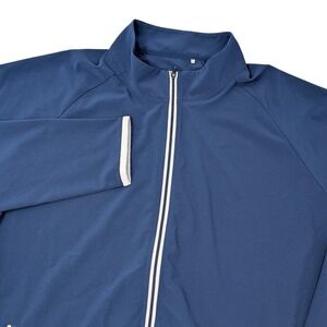 FootJoy Mens Golf Jacket Navy Blue Full Zip Performance Stretch Large ArgentLogo